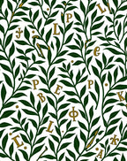 Emerald Leaves Gold Letters Rug