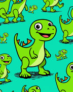 Cute Green Dinosaur Repeat Rug