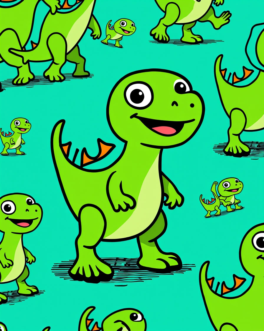 Cute Green Dinosaur Repeat Rug