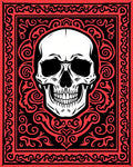 Gothic Skull Black Red Ornate Rug