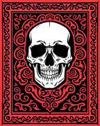 Gothic Skull Black Red Ornate Rug