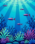 Serene Blue Ocean Coral Fish Rug