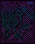 Cybernetic Neon Circuit Maze Rug