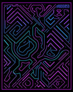 Cybernetic Neon Circuit Maze Rug