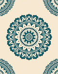 Teal Mandala Inspired Circular Ornament Rug