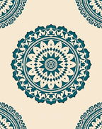Teal Mandala Inspired Circular Ornament Rug