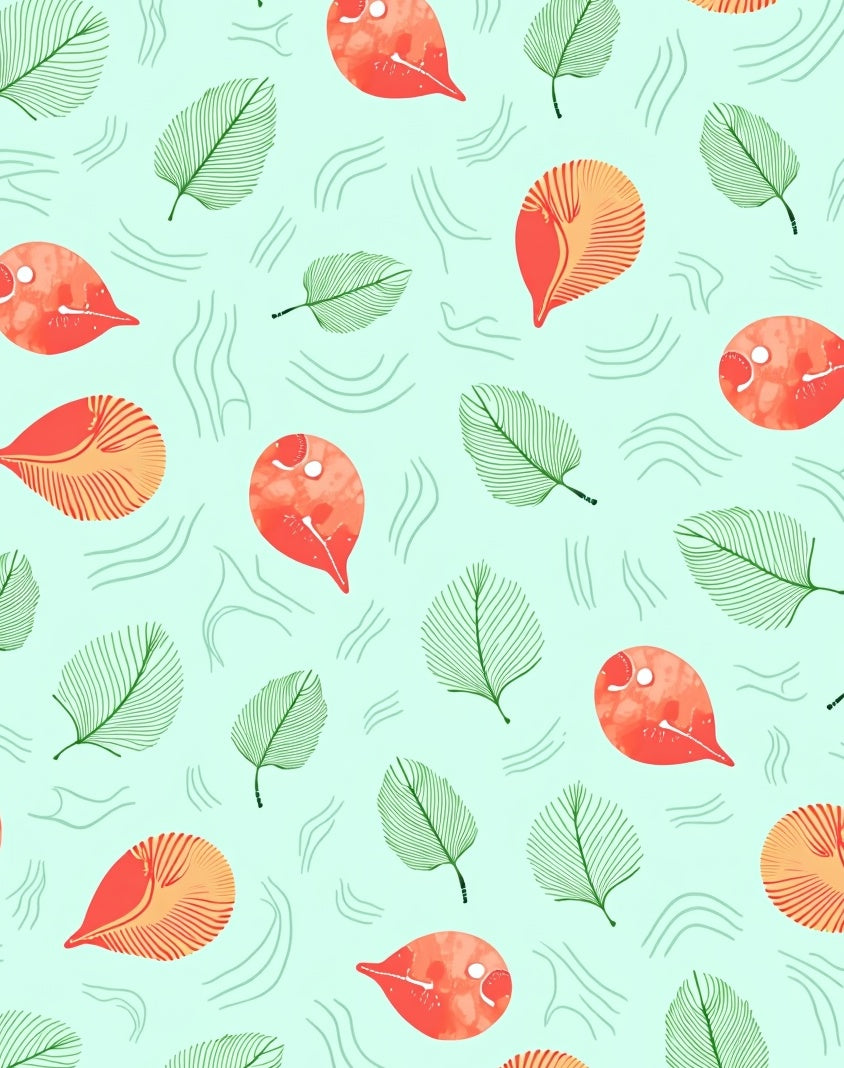 Coral Orange Leafy Swirl Background Rug