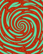 Orange Teal Swirl Vortex Rug