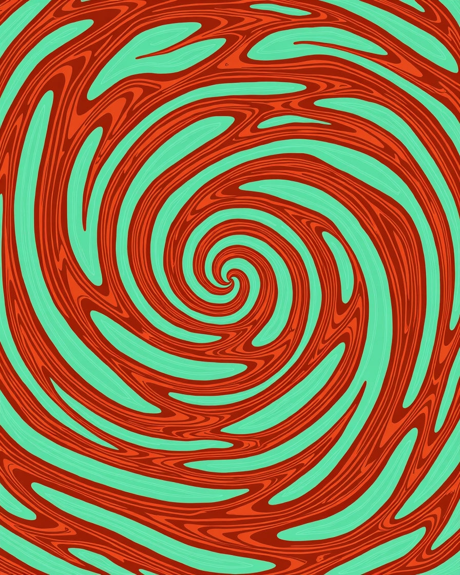 Orange Teal Swirl Vortex Rug