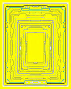 Futuristic Yellow Circuit Board Rectangle Rug