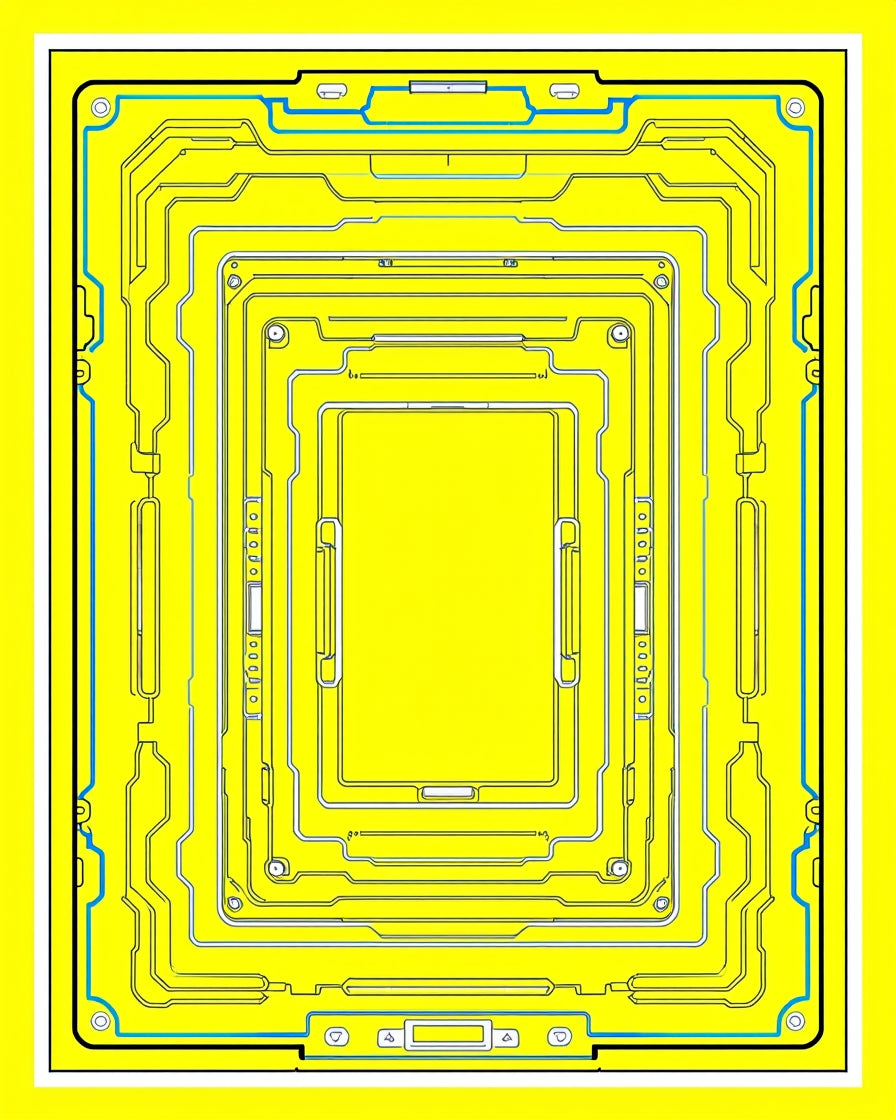 Futuristic Yellow Circuit Board Rectangle Rug