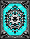Vibrant Teal Floral Mandala Rug