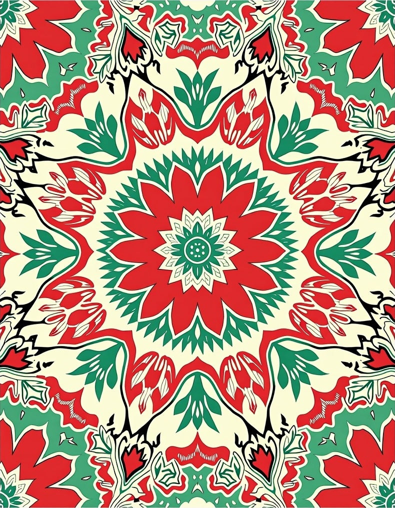 Crimson Teal Floral Medallion Rug