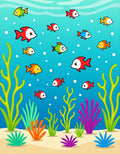 Cute Cartoon Fish Underwater Scene Rug