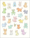 Playful Pastel Kitty Collage Rug