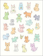 Playful Pastel Kitty Collage Rug