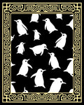 Playful White Penguin Family Border Rug