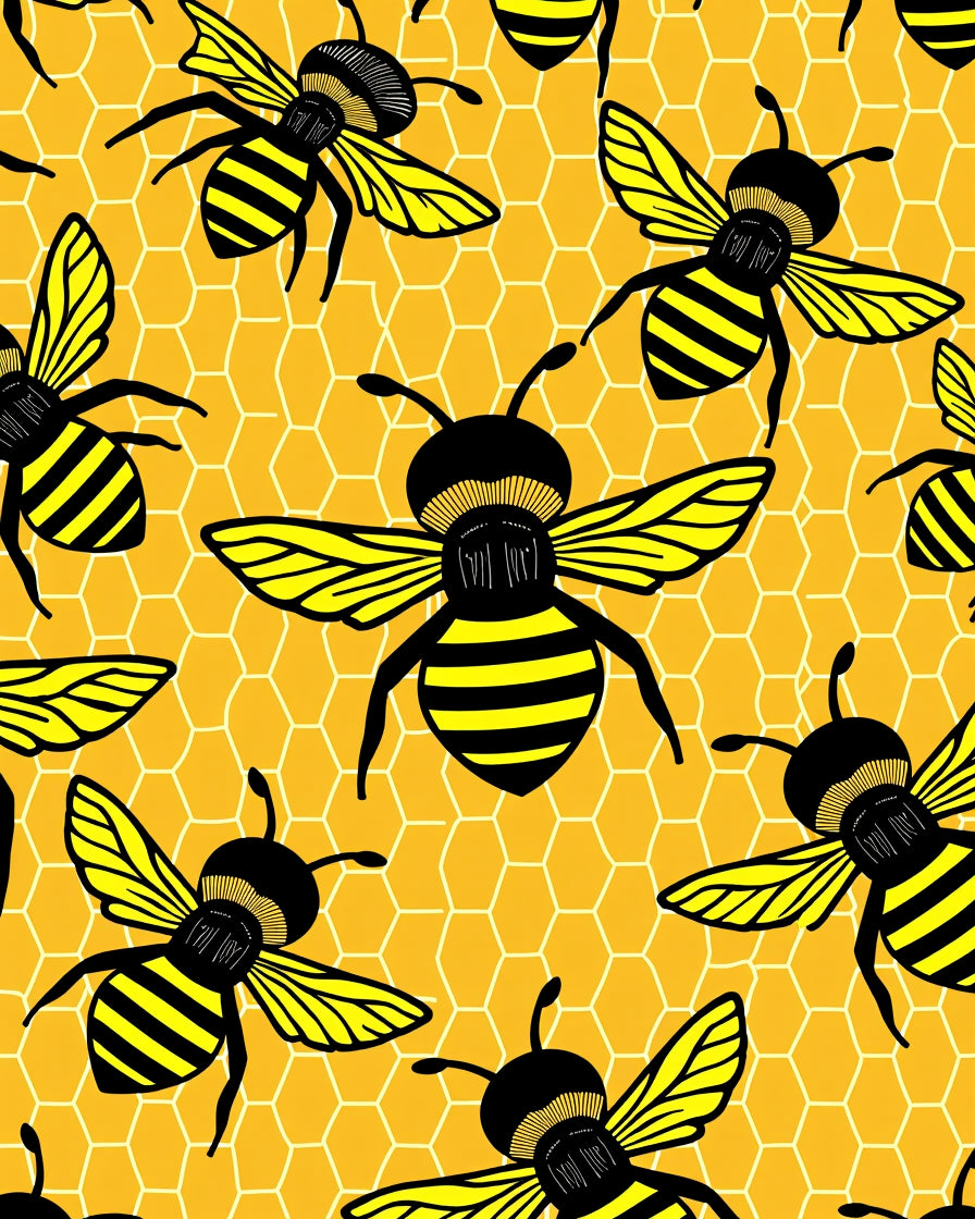 Yellow Honeycomb Bee Garden Rug