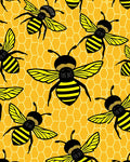Yellow Honeycomb Bee Garden Rug