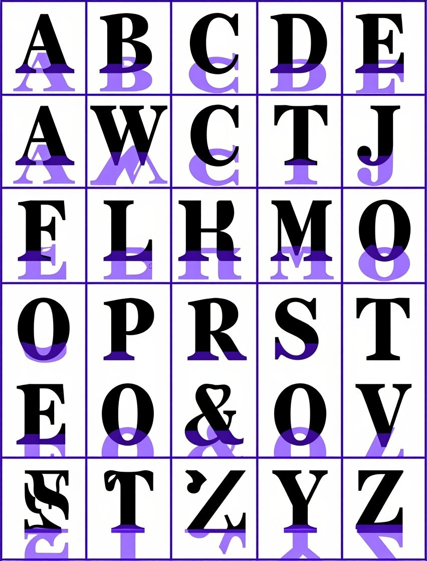 Alphabet Grid With Shadow Effect Rug