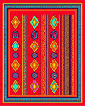 Vibrant Red Diamond Geometric Stripes Rug