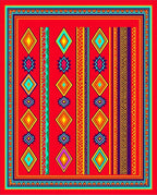 Vibrant Red Diamond Geometric Stripes Rug