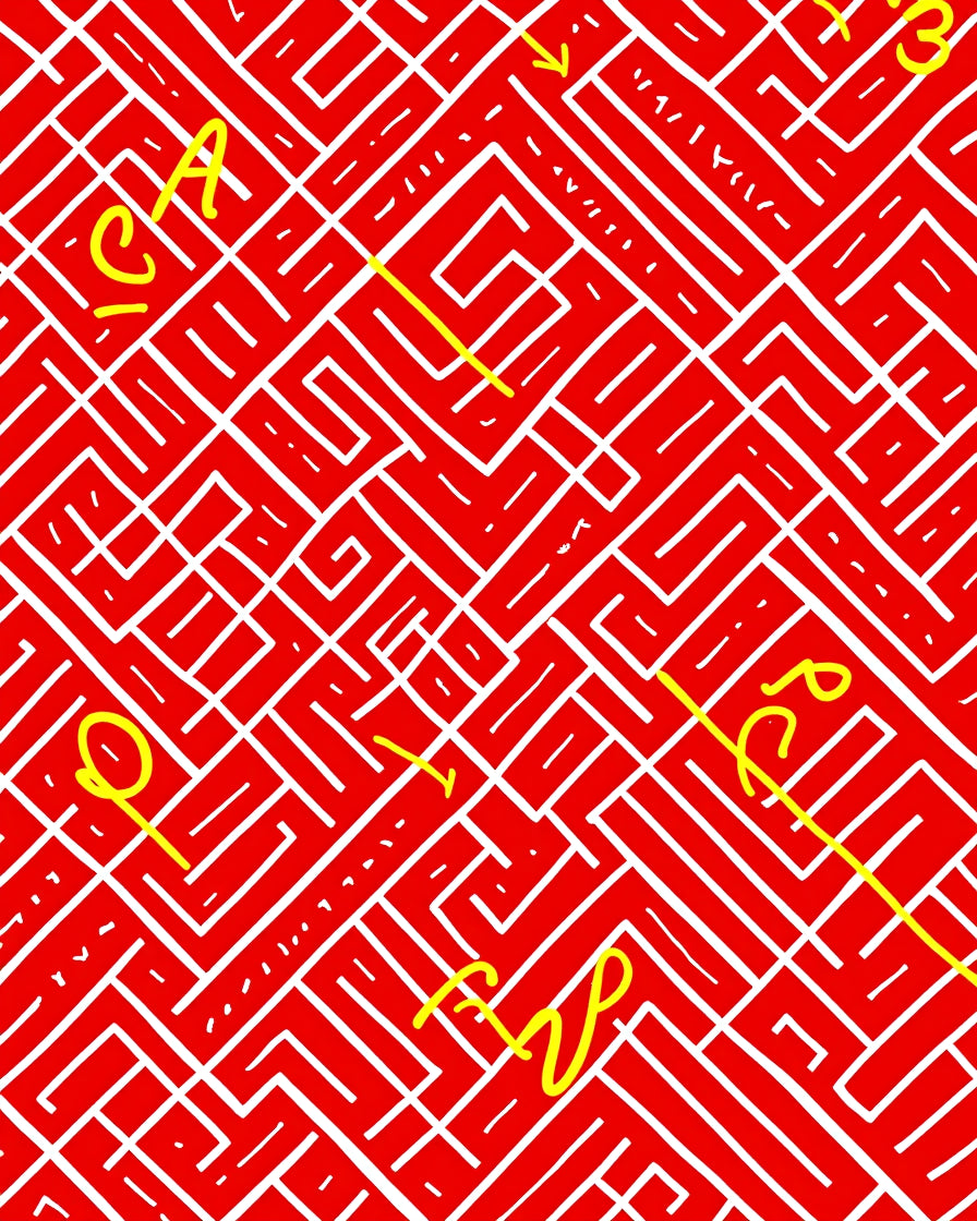 Crimson White Labyrinth Lines Rug
