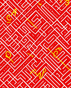 Crimson White Labyrinth Lines Rug