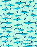 Aqua Schooling Fish Waves Rug