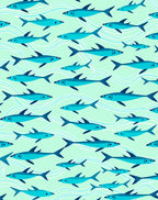 Aqua Schooling Fish Waves Rug