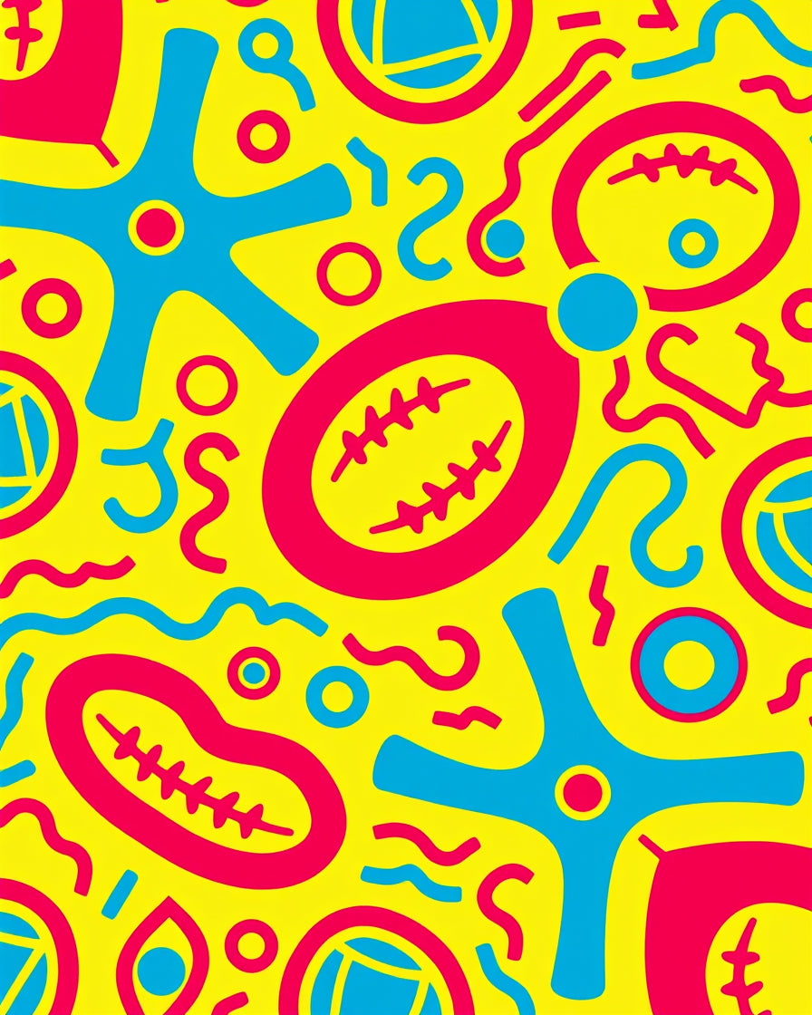 Bright Yellow Red Blue Abstract Shapes Rug