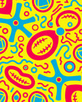 Bright Yellow Red Blue Abstract Shapes Rug