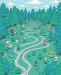 Cute Cat Creatures Forest Path Whimsical Rug