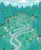 Cute Cat Creatures Forest Path Whimsical Rug
