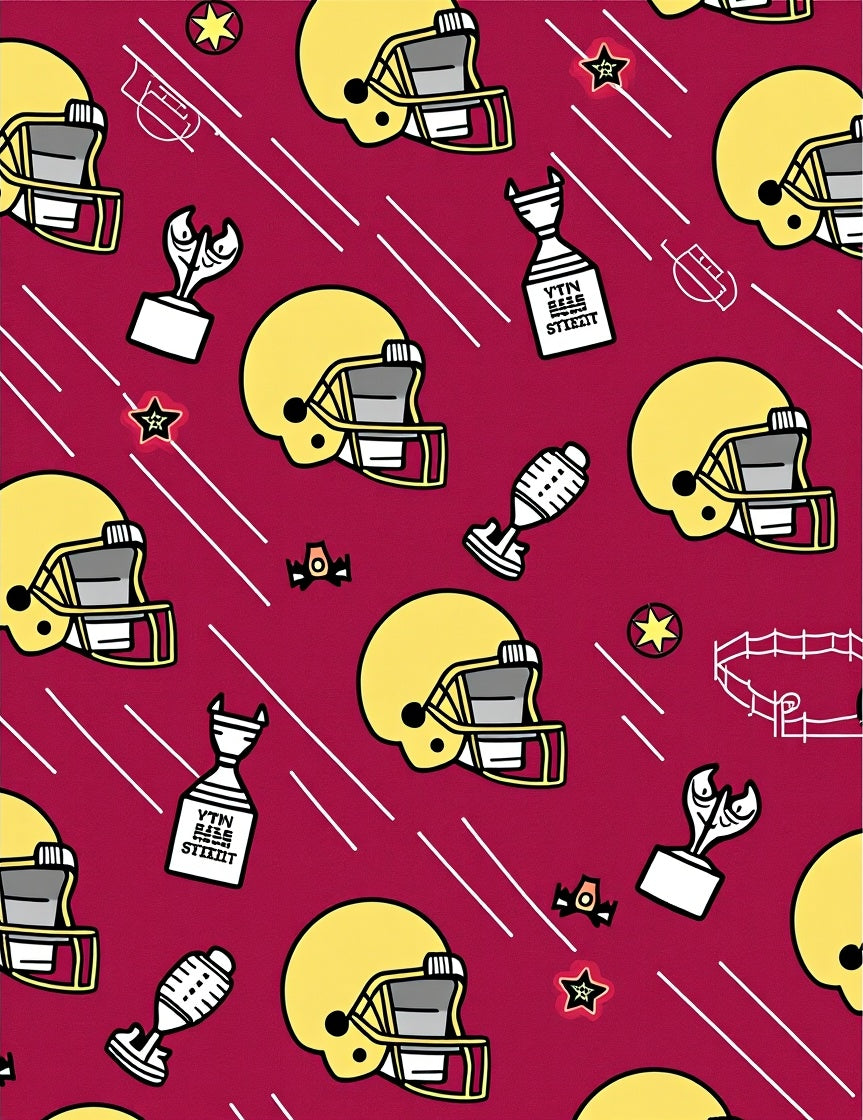 Yellow Football Helmets Trophy Trio Rug