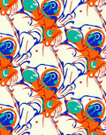 Vibrant Orange Blue Swirl Forms Rug