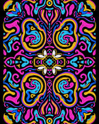 Vibrant Psychedelic Swirls Floral Rug