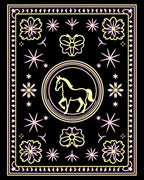 Yellow Horse Amidst Starry Flowers Rug