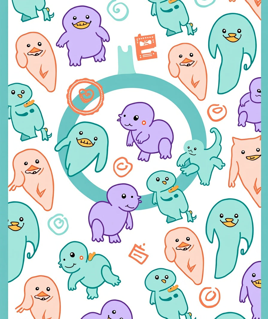 Cute Playful Critter Pastel Characters Rug