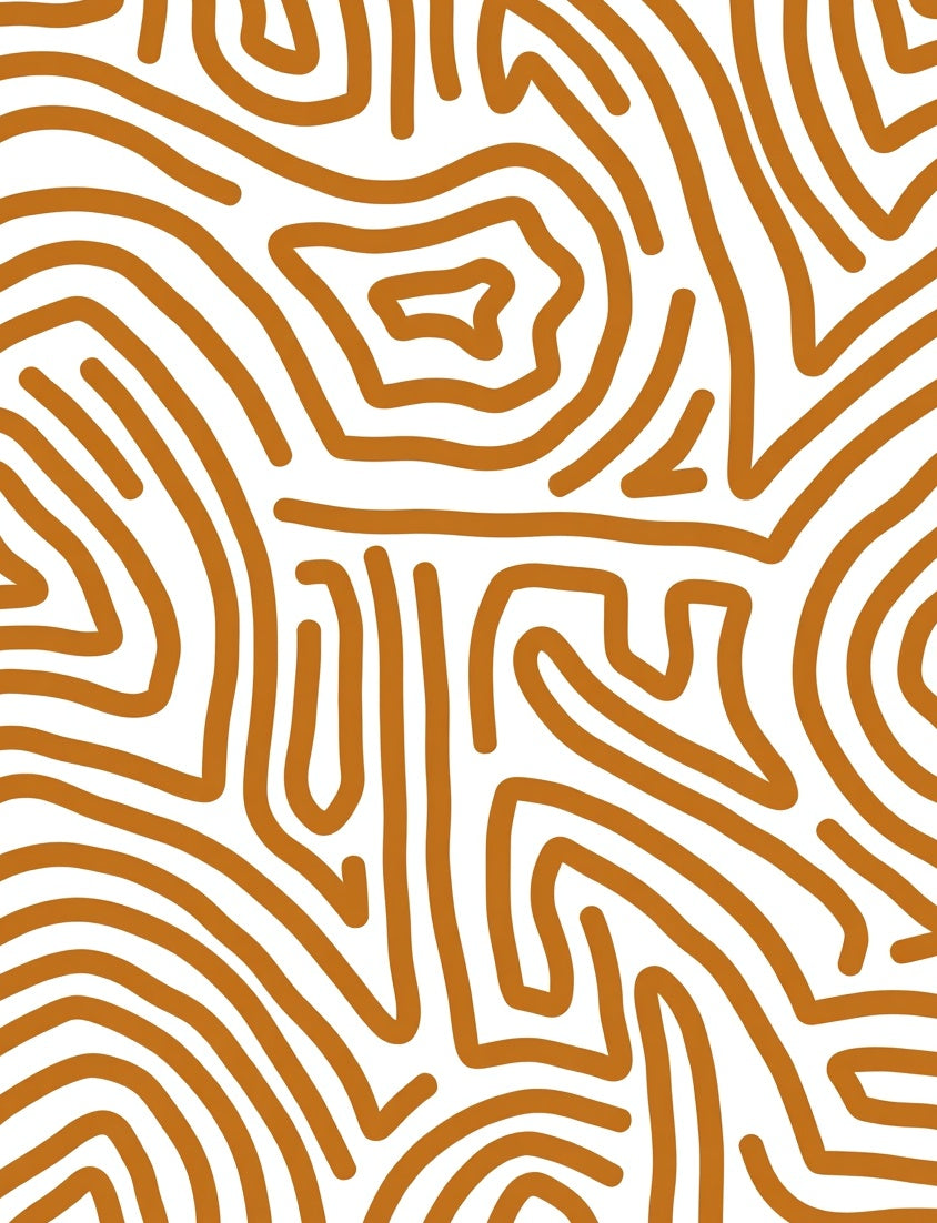 Rust Organic Contour Maze Rug
