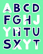 Bold Navy Alphabet Blocks Background Rug