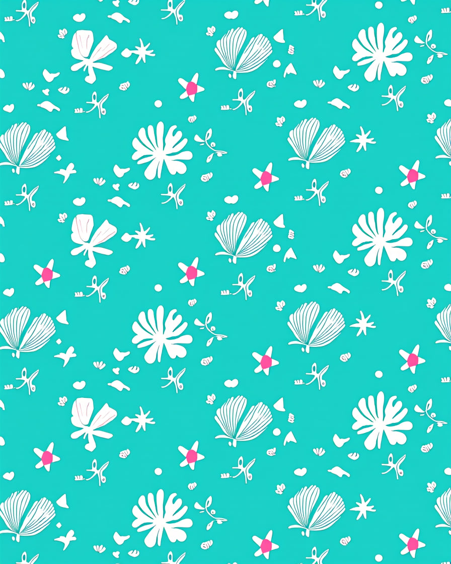 Aqua White Floral Starburst Scatter Rug