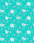 Aqua White Floral Starburst Scatter Rug