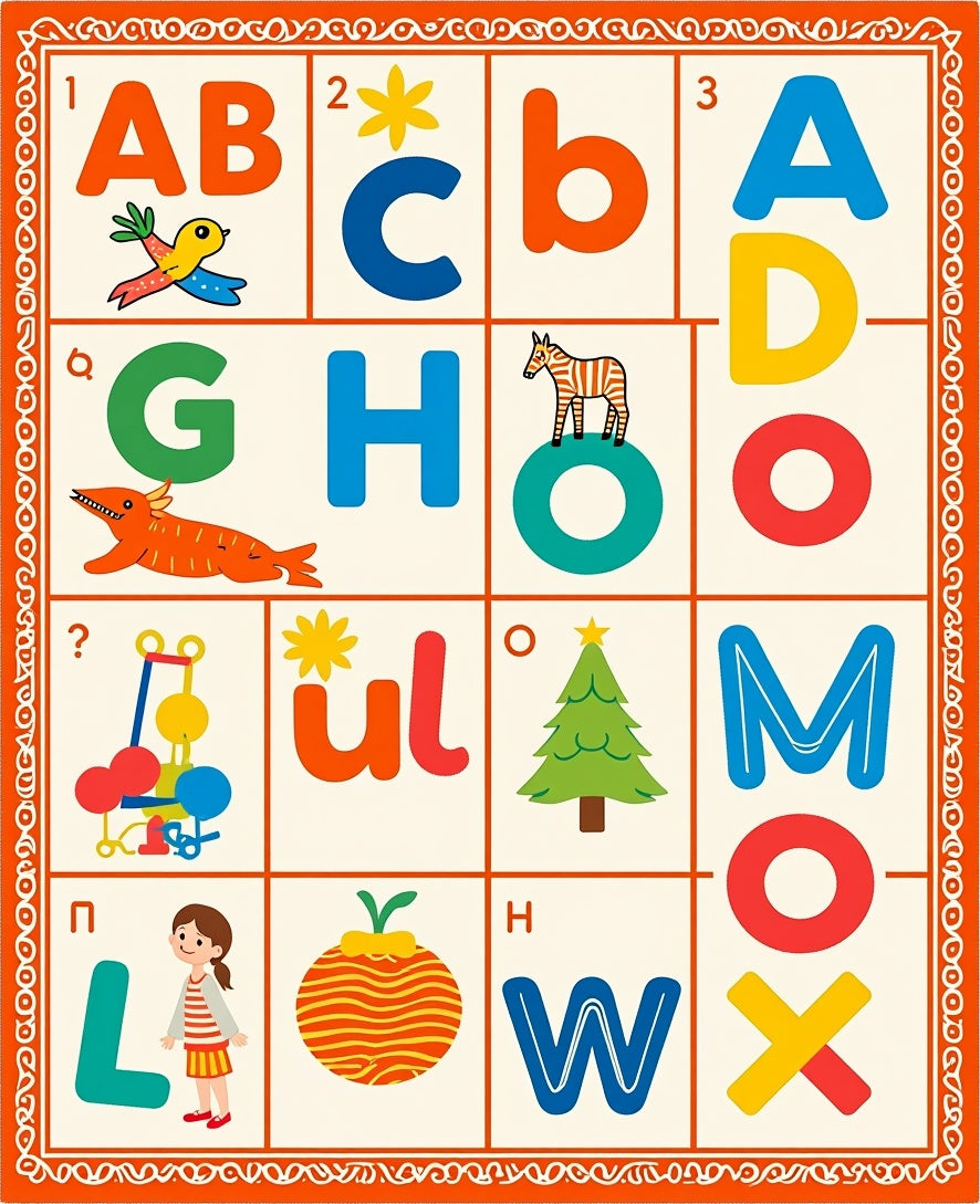 Childrens Alphabet Zoo Animals Rug