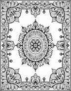 Intricate Black White Mandala Border Rug