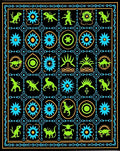Retro Alien Dinosaur Starburst Rug