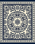 Navy Cream Intricate Circular Ornament Rug