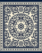 Navy Cream Intricate Circular Ornament Rug