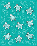 Teal Turtle Bubble Aquatic Life Rug