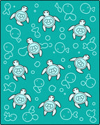 Teal Turtle Bubble Aquatic Life Rug